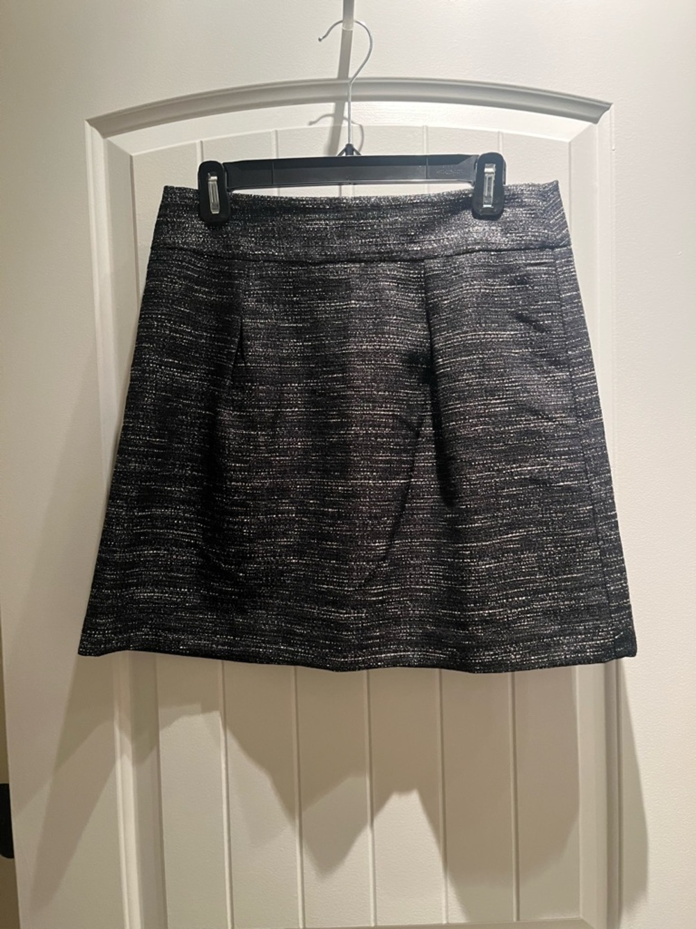 LOFT Black and Silver Tweed A-Line Mini Skirt